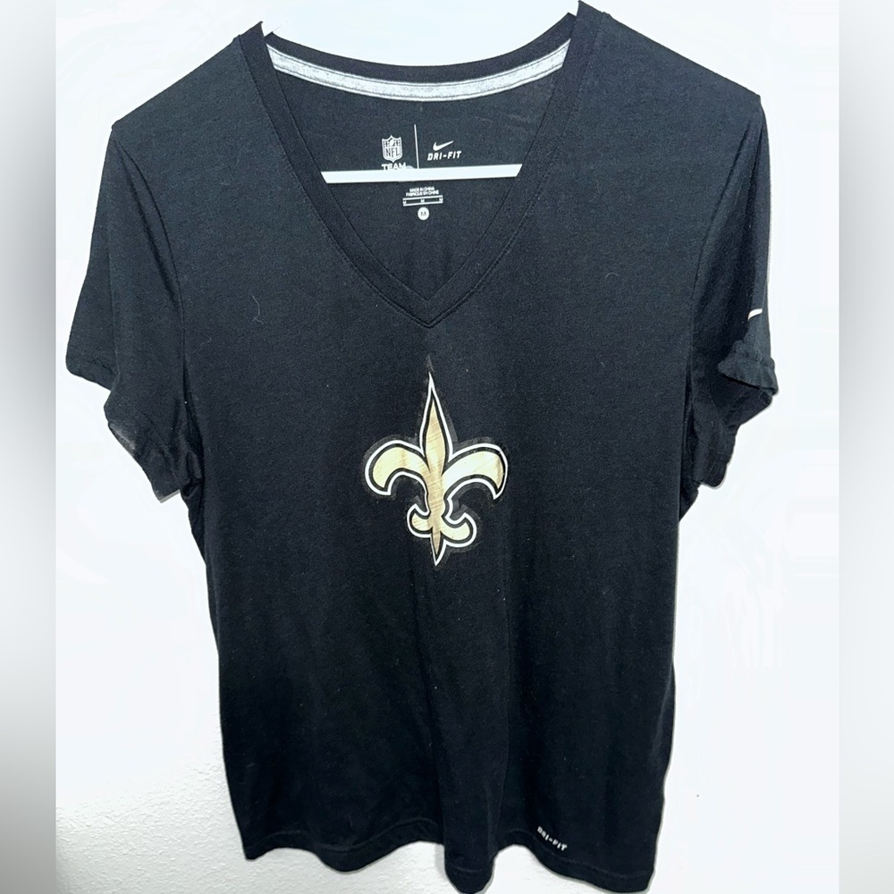 NFL Nike Black Nike Dri-Fit New Orleans Saints Vneck Tee